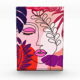 ボヘミアンガールラインアートピンクエステティック フォトブロック