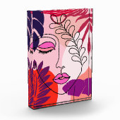 ボヘミアンガールラインアートピンクエステティック フォトブロック (左)