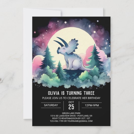 ボヘミアンキッズトリケラトプス誕生日 招待状 (正面)