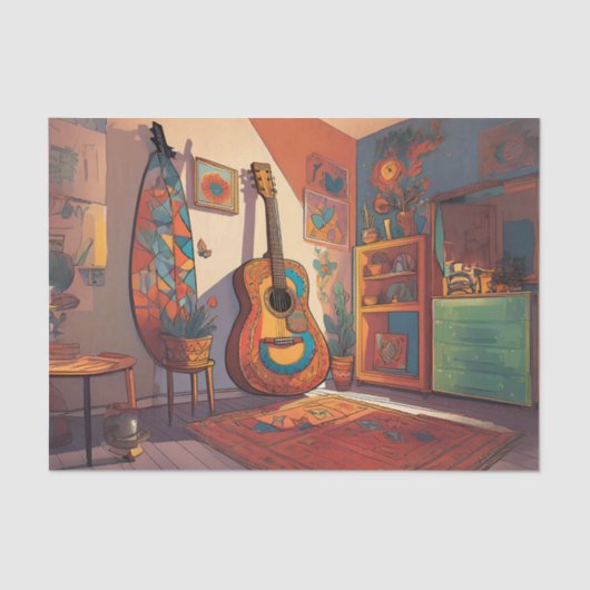 ボヘミアンギターデクページティッシュペーパー 薄葉紙 (正面)