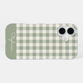 ボヘミアンギンガム柄チェックセージ名 iPhone 16ケース (裏面横)