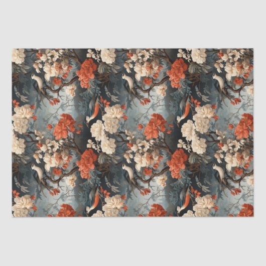 ボヘミアンクラフトティール(緑がかった色)ヴィンテージジョージアンボホーバード 薄葉紙 (正面)