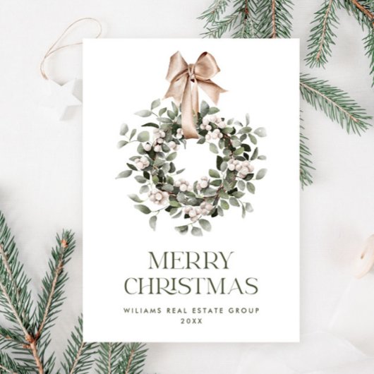 ボヘミアンクリスマスリースの企業向けグリーティングカード シーズンカード