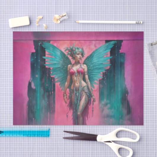 ボヘミアングランジピンクフェアリーデクページ紙 薄葉紙 (クラフト)