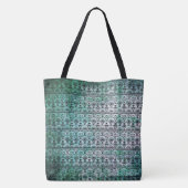 ボヘミアングランジ、アクアブルーパターン(の模様が)あるトートバッグ トートバッグ (裏面)
