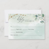 ボヘミアングリーナリーフォレイジ金ゴールド幾何学模様 出欠カード (正面)