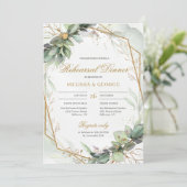 ボヘミアングリーンのユーカリとゴールドのリハーサル 招待状 (スタンド正面)