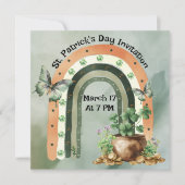 ボヘミアングリーン水彩虹イラスト 招待状 (正面)