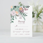 ボヘミアングリーン&モーヴシックフローラ花返信 招待状 (スタンド正面)