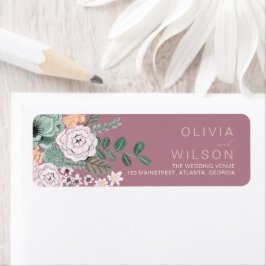 ボヘミアングリーン&モーヴシックフローラ花 ラベル