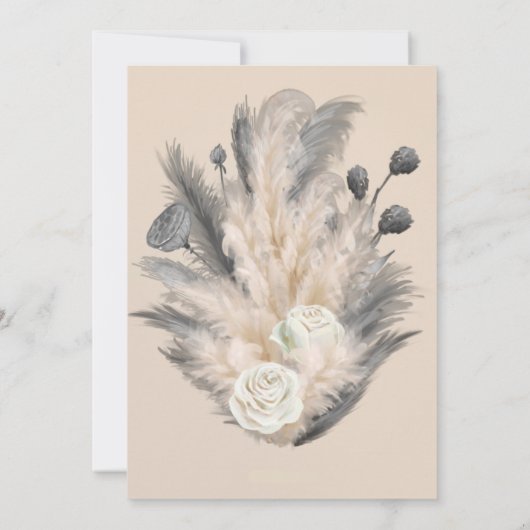 ボヘミアングレーアンドクリームアーチウェディングシャワー 招待状 (裏面)