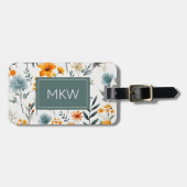 ボヘミアングレーセージ&金ゴールドフローラモノグラム ラゲッジタグ (正面横)
