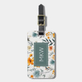 ボヘミアングレーセージ&金ゴールドフローラモノグラム ラゲッジタグ (正面縦)
