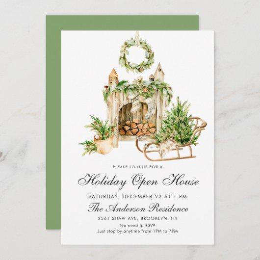 ボヘミアンコンポジション クリスマスホリデー オープンハウス 招待状 (正面/裏面)