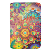 ボヘミアンサイケデリックガーデンレトロボホカラフル バスマット (正面縦)