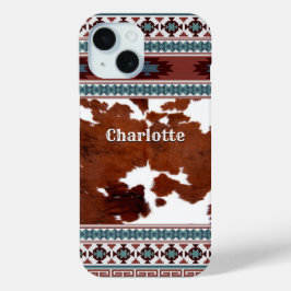 ボヘミアンサウスウエスタンコウィド女性のカーボーイスタイル iPhone 15ケース
