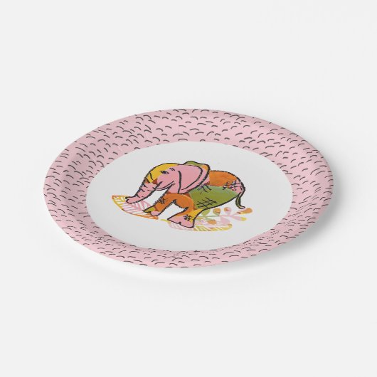 ボヘミアンサファリ10代のエレファントトゥイーンバースデーパーティー ペーパープレート (アングル)