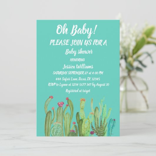 ボヘミアンサボスグリーンボーイガールウォーターベビー 招待状 (スタンド正面)