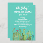 ボヘミアンサボスグリーンボーイガールウォーターベビー 招待状 (正面/裏面)