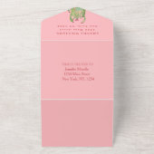 ボヘミアンサボテン砂漠の赤ちゃんシャワーガールピンク オールインワン招待状 (外側)