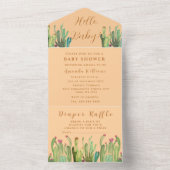 ボヘミアンサボテン砂漠の赤ちゃん男女兼用シャワー オールインワン招待状 (内側)