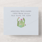 ボヘミアンサボテン砂漠の赤ちゃん男女兼用シャワー オールインワン招待状 (裏面)