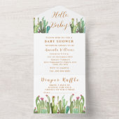 ボヘミアンサボテン砂漠の赤ちゃん男女兼用シャワー オールインワン招待状 (内側)