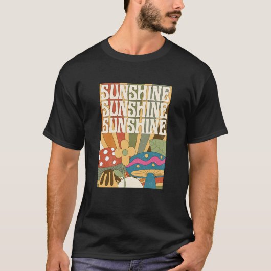 ボヘミアンサンスマッシュルーム植物花ガーデンフォレイジング Tシャツ (正面)
