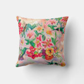 ボヘミアンサンダー – バードトロピカルティール(緑がかった色)緑の花 クッション (裏面)