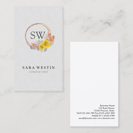 ボヘミアンサンフラワーズモノグラムコンサルタント 名刺 (正面/裏面)