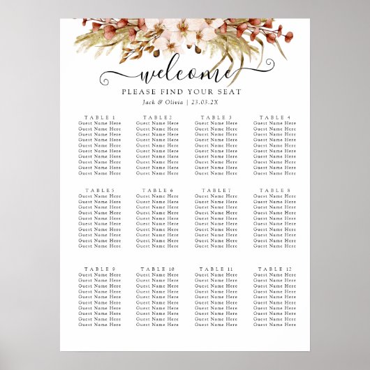 ボヘミアンシックテラコッタ結婚フローラ ポスター (正面)