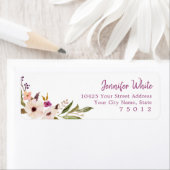 ボヘミアンシックパープルフローラ差出人住所ラベル ラベル (インサイチュ)