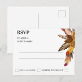 ボヘミアンシックフローラウェディングRSVPカード インビテーションポストカード (正面/裏面)