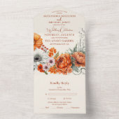 ボヘミアンシックフローラテラコッタ結婚ズ オールインワン招待状 (内側)
