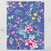 ボヘミアンシックフローラルパターンブルースクラップブック紙 (裏面)