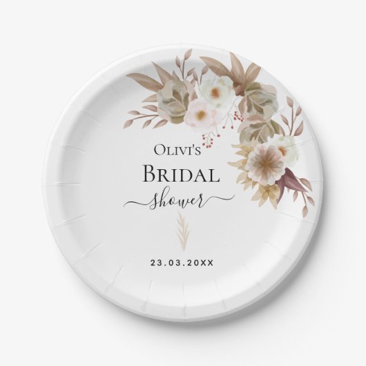 ボヘミアンシックフローラ結婚ズ ペーパープレート (正面)