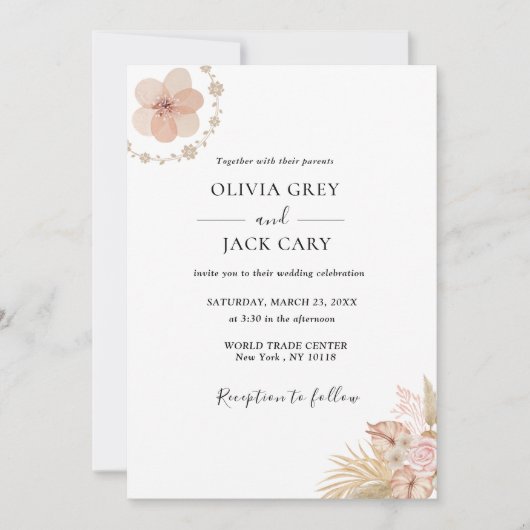 ボヘミアンシックフローラ結婚ズ 招待状 (正面)