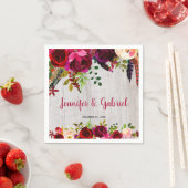 ボヘミアンシックブルガンディマルサラフローラウッド結婚ズ スタンダードカクテルナプキン (インサイチュ)