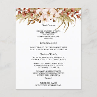 ボヘミアンシック結婚フローラのメニューカード