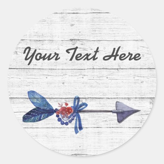 ボヘミアンジプシーアローアワフェザー&ビーズ素朴ウッド ラウンドシール (正面)