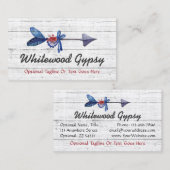 ボヘミアンジプシーアローアワフェザー&ビーズ素朴ウッド 名刺 (正面/裏面)