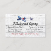 ボヘミアンジプシーアローアワフェザー&ビーズ素朴ウッド 名刺 (裏面)