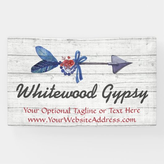 ボヘミアンジプシーアローアワフェザー&ビーズ素朴ウッド 横断幕 (横)