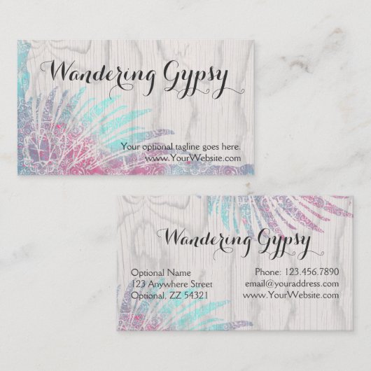 ボヘミアンジプシー羽素朴オンウッドボホシック 名刺 (正面/裏面)