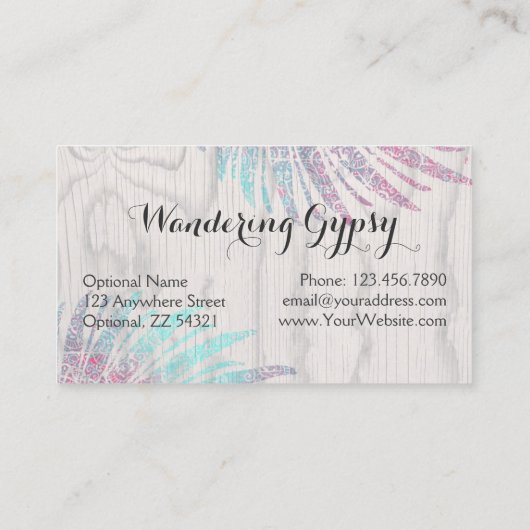 ボヘミアンジプシー羽素朴オンウッドボホシック 名刺 (裏面)