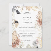 ボヘミアンジャングルの葉のフレーム結婚式招待状 招待状 (正面)