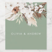 ボヘミアンスイジー モダン フラワー ウェディング ネーム ワインラベル (シングルラベル)