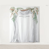 ボヘミアンスタイルのウェディングアーチ背景 フォトブース タペストリー (正面)