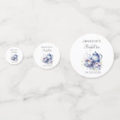 ボヘミアンスタイルのウェディングティー ブルーフラワーベクトル ヴィンテージウェディングシャワー コンフェッティ (裏面)