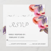 ボヘミアンスタイルのエレガントなモダンな水彩のチューリップ　出席確認 招待状 (正面/裏面)